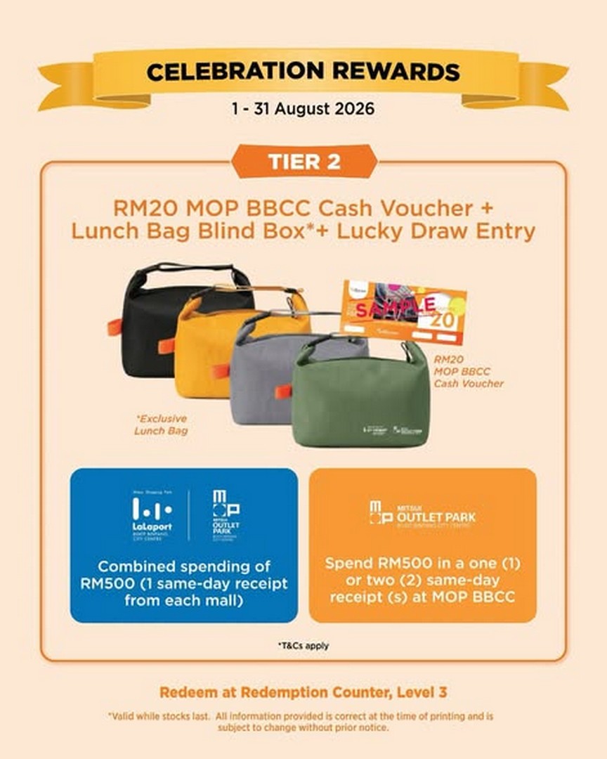 Mitsui-Outlet-Park-BBCC-1st-Anniversary-Celebration-with-RM60000-Lucky-Draw-3 1-31 August 2026: Mitsui Outlet Park BBCC: 1st Anniversary Celebration with RM60,000 Lucky Draw, Spend & Redeem Rewards and Exclusive Deals