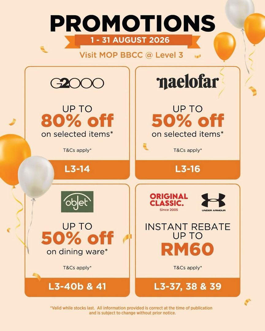 Mitsui-Outlet-Park-BBCC-1st-Anniversary-Celebration-with-RM60000-Lucky-Draw-8 1-31 August 2026: Mitsui Outlet Park BBCC: 1st Anniversary Celebration with RM60,000 Lucky Draw, Spend & Redeem Rewards and Exclusive Deals