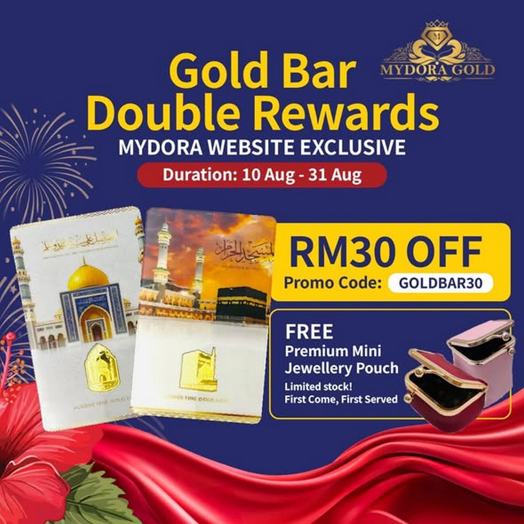 Mydora-Gold-Jewellery-Merdeka-Golden-Deals-1 10-31 August 2026: Mydora Gold & Jewellery: Merdeka Golden Deals with RM30 OFF Gold Bars, RM20 OFF Special Collections and Jewellery Savings