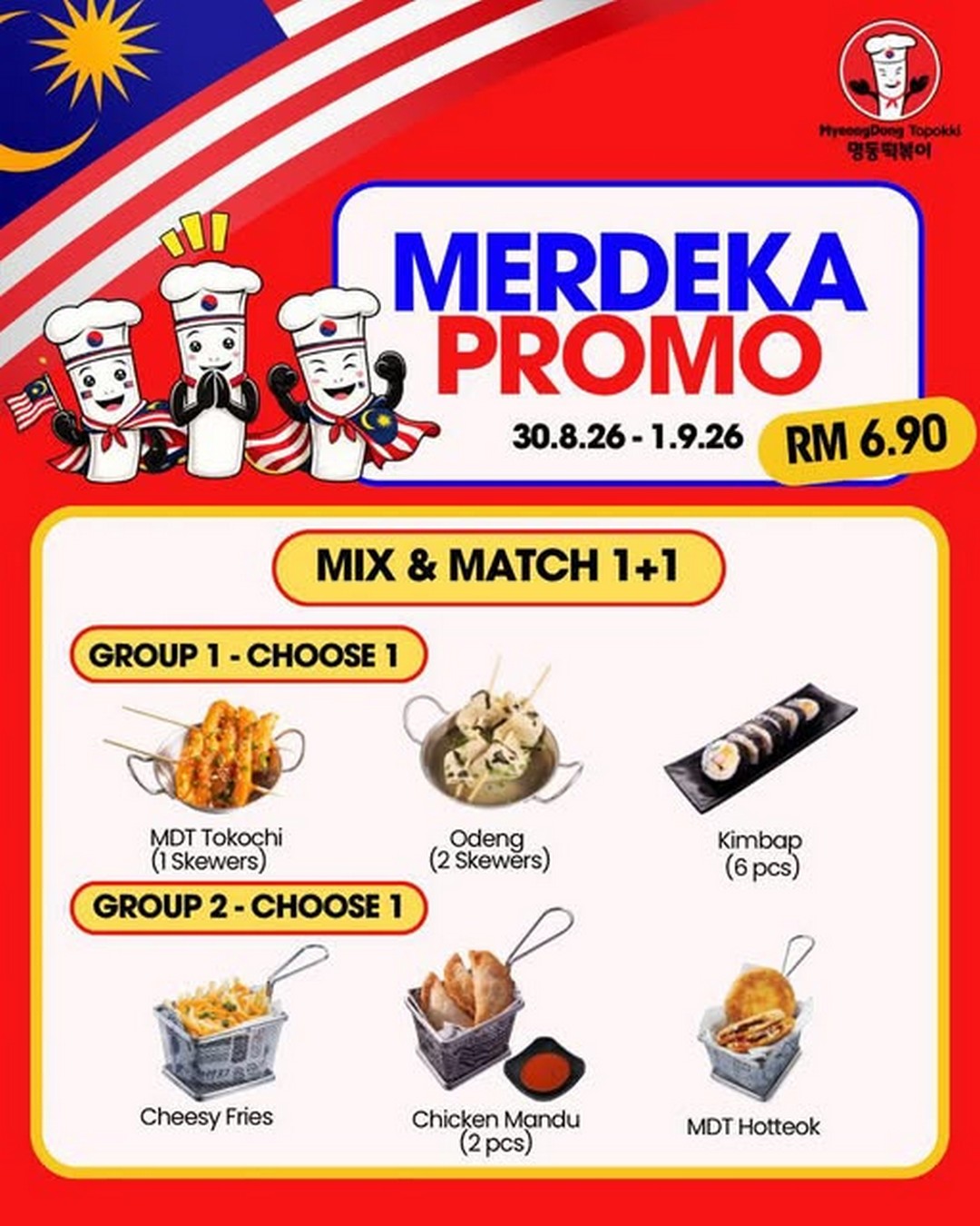 MyeongDong-Topokki-RM6.90-Mix-Match-Merdeka-Promotion 30 August-1 September 2026: MyeongDong Topokki: RM6.90 Mix & Match Merdeka Promotion for 2 Meals