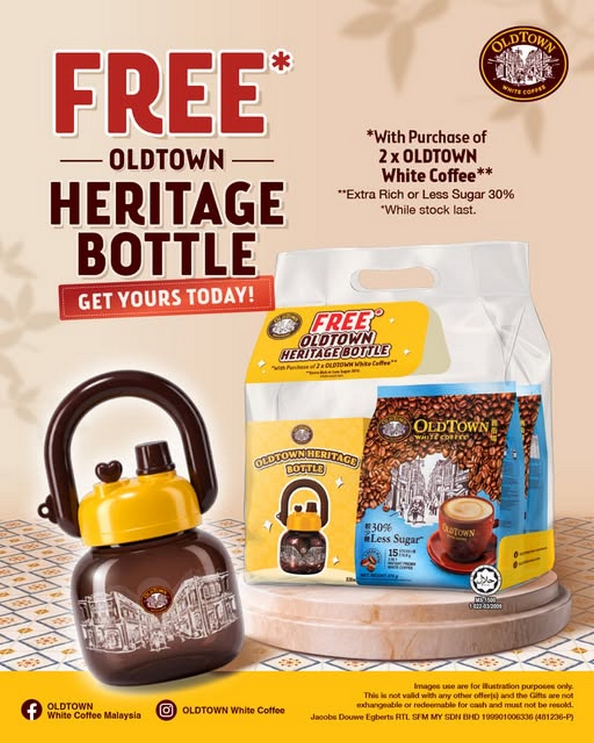 OLDTOWN-White-Coffee-Malaysia-Get-a-FREE-OLDTOWN-Heritage-Bottle 25 August 2026 Onwards: OLDTOWN White Coffee Malaysia: Get a FREE OLDTOWN Heritage Bottle with GWP Bundle Pack Purchase Promotion