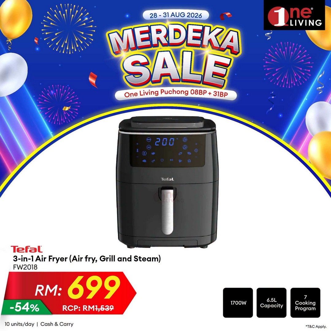 One-Living-Malaysia-Merdeka-Sale-on-Fridges-Kitchen-Appliances-20 28-31 August 2026: One Living Malaysia: Merdeka Sale on Fridges & Kitchen Appliances at One Living Puchong – Free Delivery, Basic Set-Up & Up to 36-Month Instalment Promotion