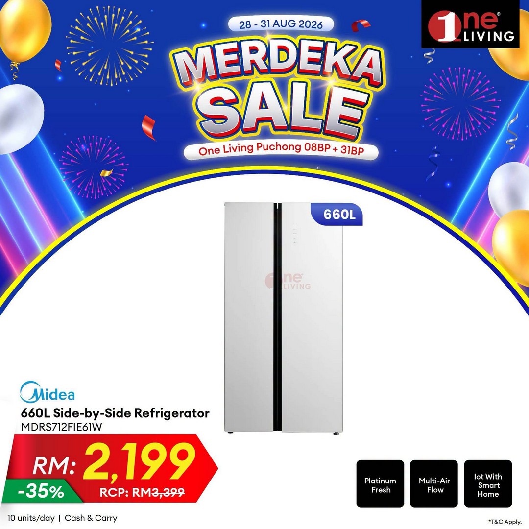 One-Living-Malaysia-Merdeka-Sale-on-Fridges-Kitchen-Appliances-4 28-31 August 2026: One Living Malaysia: Merdeka Sale on Fridges & Kitchen Appliances at One Living Puchong – Free Delivery, Basic Set-Up & Up to 36-Month Instalment Promotion
