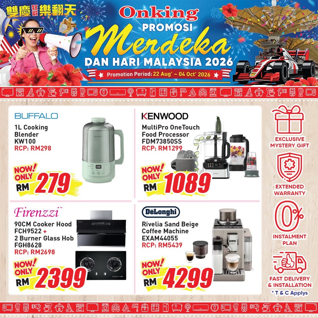 Onking-Malaysia-Merdeka-Malaysia-Day-Promotion-2026-with-Up-to-4 22 August-6 October 2026: Onking Malaysia: Merdeka & Malaysia Day Promotion 2026 with Up to 50% OFF, Free KFC Vouchers, 0% Instalment and More