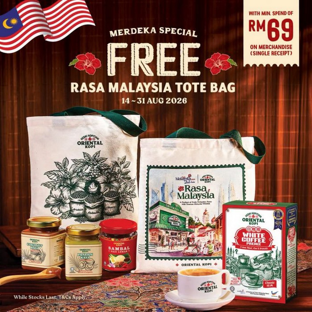 Oriental-Kopi-Merdeka-Promotion-with-Free-Rasa-Malaysia-Canvas 14-31 August 2026: Oriental Kopi: Merdeka Promotion with Free Rasa Malaysia Canvas Tote Bag When Spending RM69