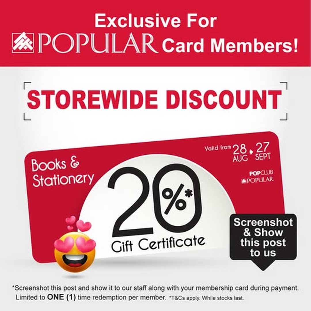POPULAR-Bookstores-POPULAR-Card-Members-Promotion 28 August-27 September 2026: POPULAR Bookstores, POPULAR Card Members Promotion – Enjoy 20% Storewide Discount at POPULAR/HARRIS Bookstores