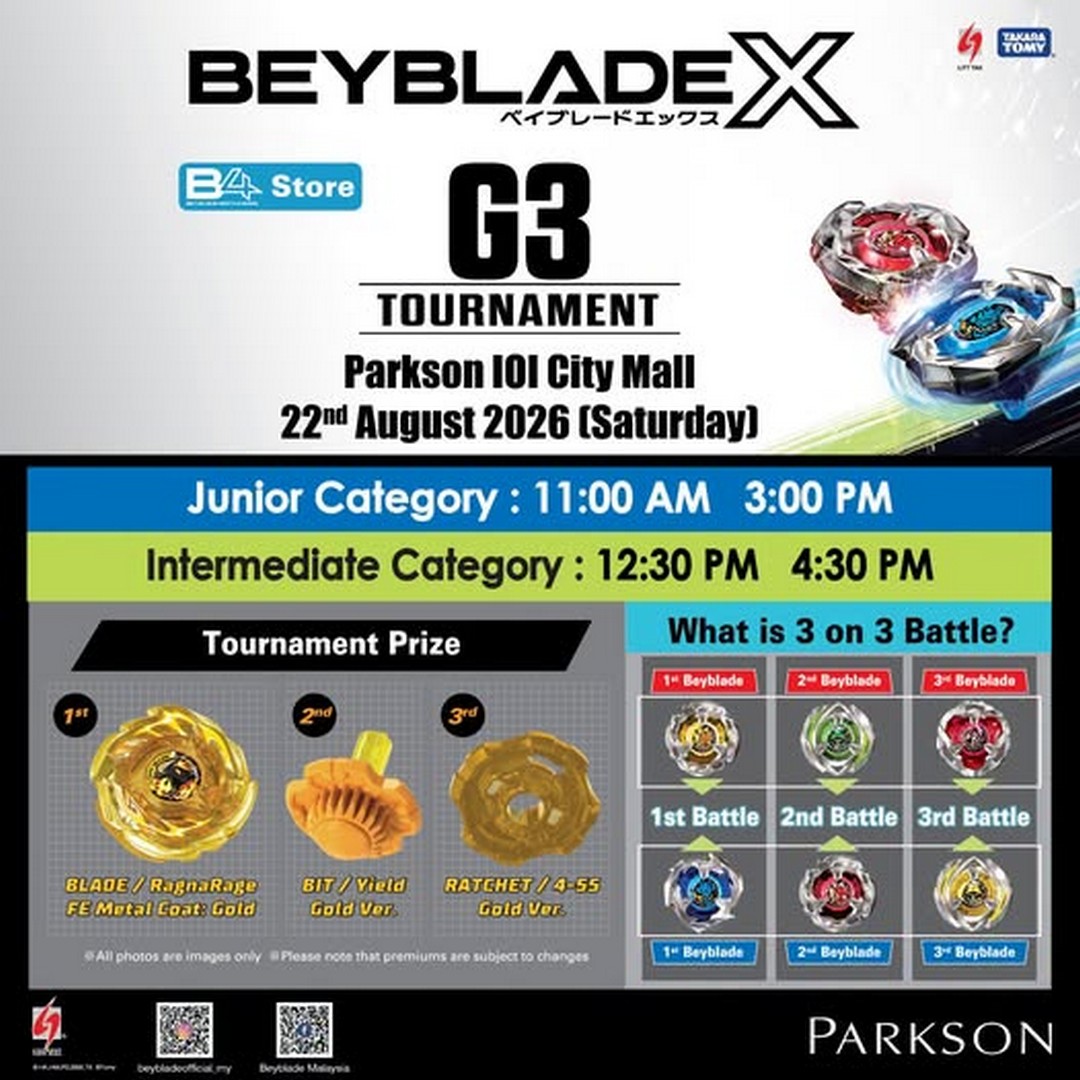 Parkson-Malaysia-Beyblade-X-Tournament-at-Parkson-IOI-City-Mall 22 August 2026: Parkson Malaysia: Beyblade X Tournament at Parkson IOI City Mall – High-Speed Battle Event for Junior and Intermediate Players