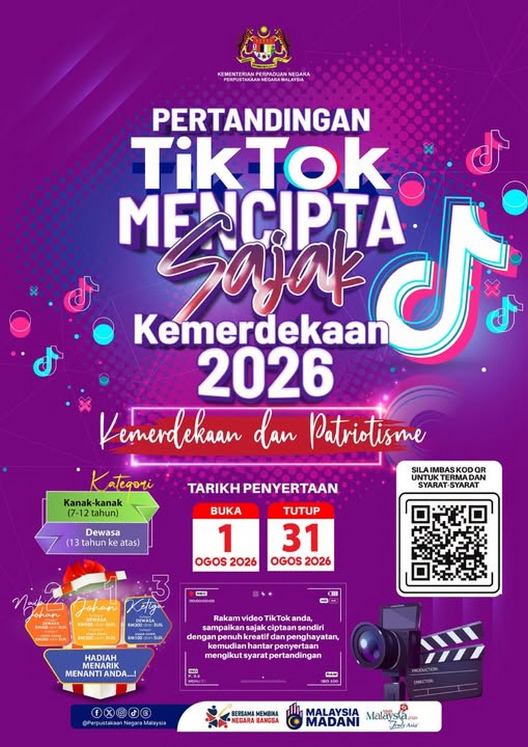 Perpustakaan-Negara-Malaysia-Independence-Poem-Creation-TikTok-Competition 1-31 August 2026: Perpustakaan Negara Malaysia: Independence Poem Creation TikTok Competition 2026, National Month Creative Writing Event and Giveaway Contest