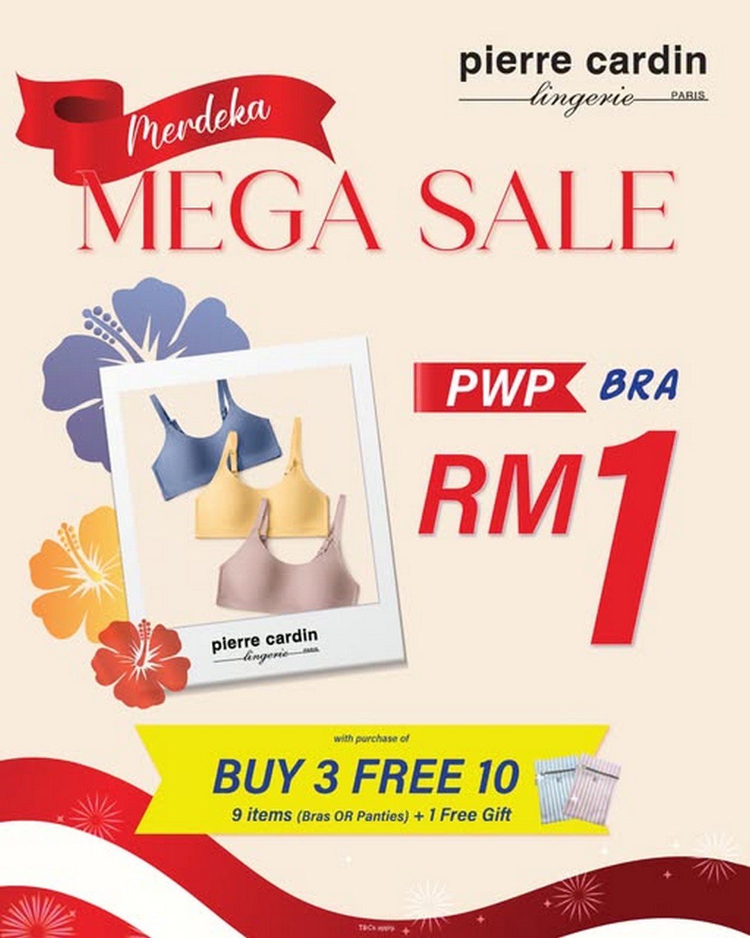 Pierre-Cardin-Lingerie-Malaysia-RM1-Bra-Merdeka-Mega-Sale 24 August-7 September 2026: Pierre Cardin Lingerie Malaysia RM1 Bra Merdeka Mega Sale Promotion with Buy 3 Get 10 Free Deals
