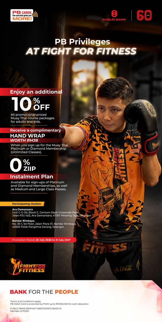 Public-Bank-Privileges-@-Fight-For-Fitness-Promotion 20 July 2026-31 July 2027: Public Bank Privileges @ Fight For Fitness Promotion: Enjoy Extra Savings on Muay Thai Classes and Membership Packages