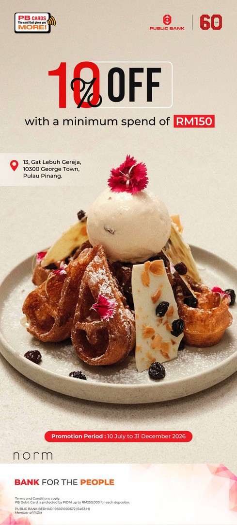 Public-Bank-Privileges-@-Norm-Micro-Roastery 10 July-31 December 2026: Public Bank Privileges @ Norm Micro Roastery, 10% OFF Dining Promotion for PB Cardmembers in Penang