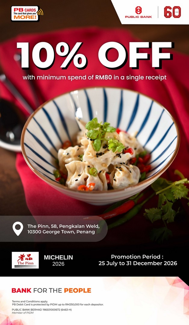 Public-Bank-Privileges-@-The-Pinn-Penang-Promotion 25 July-31 December 2026: Public Bank Privileges @ The Pinn Penang, Promotion Enjoy 10% OFF Dining with Minimum Spend of RM80