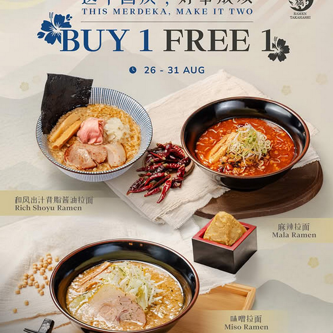 Ramen-Takahashi-Malaysia-Merdeka-Flash-Sale 26-31 August 2026: Ramen Takahashi Malaysia: Merdeka Flash Sale – Buy Any Ramen and Get a Selected Ramen Free at Sunway Velocity Mall