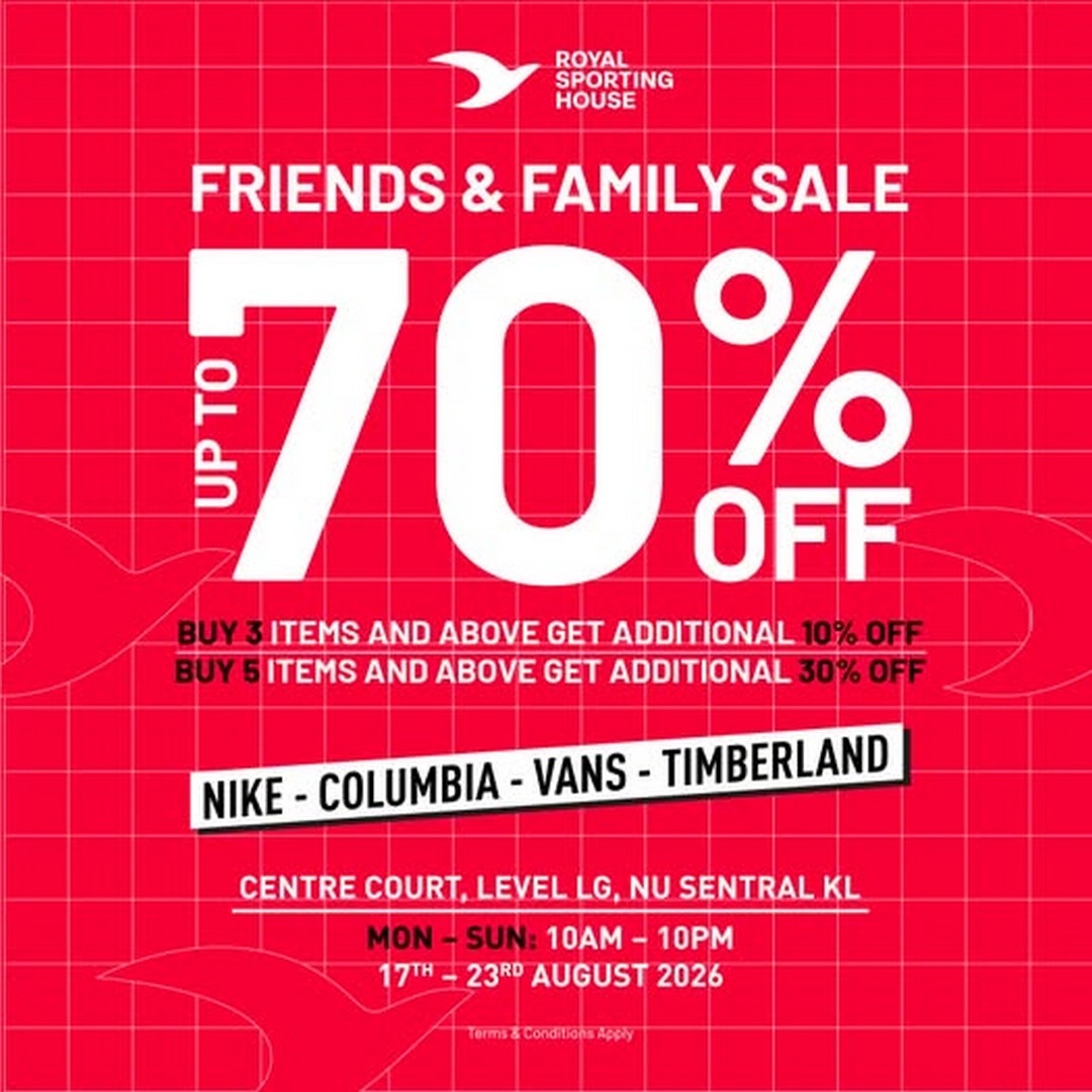 Royal-Sporting-House-Malaysia-RSH-Friends-Family-Sale 17-23 August 2026: Royal Sporting House Malaysia RSH Friends & Family Sale, Up to 70% Off + Extra 30% Off on 5 Items
