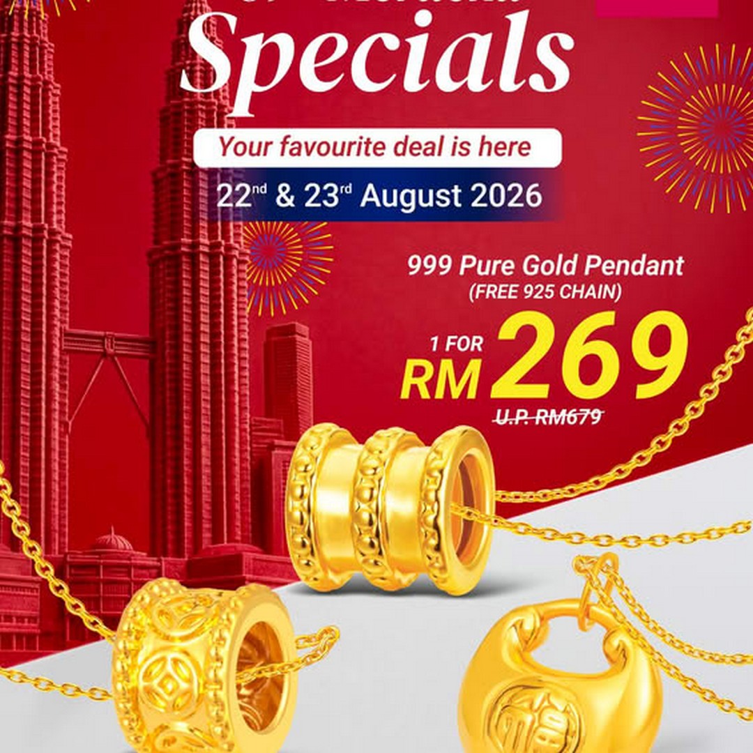 SK-Jewellery-Malaysia-999-Pure-Gold-Pendant 22-23 August 2026: SK Jewellery Malaysia: 999 Pure Gold Pendant with Free 925 Chain at RM269 Merdeka Special Promotion