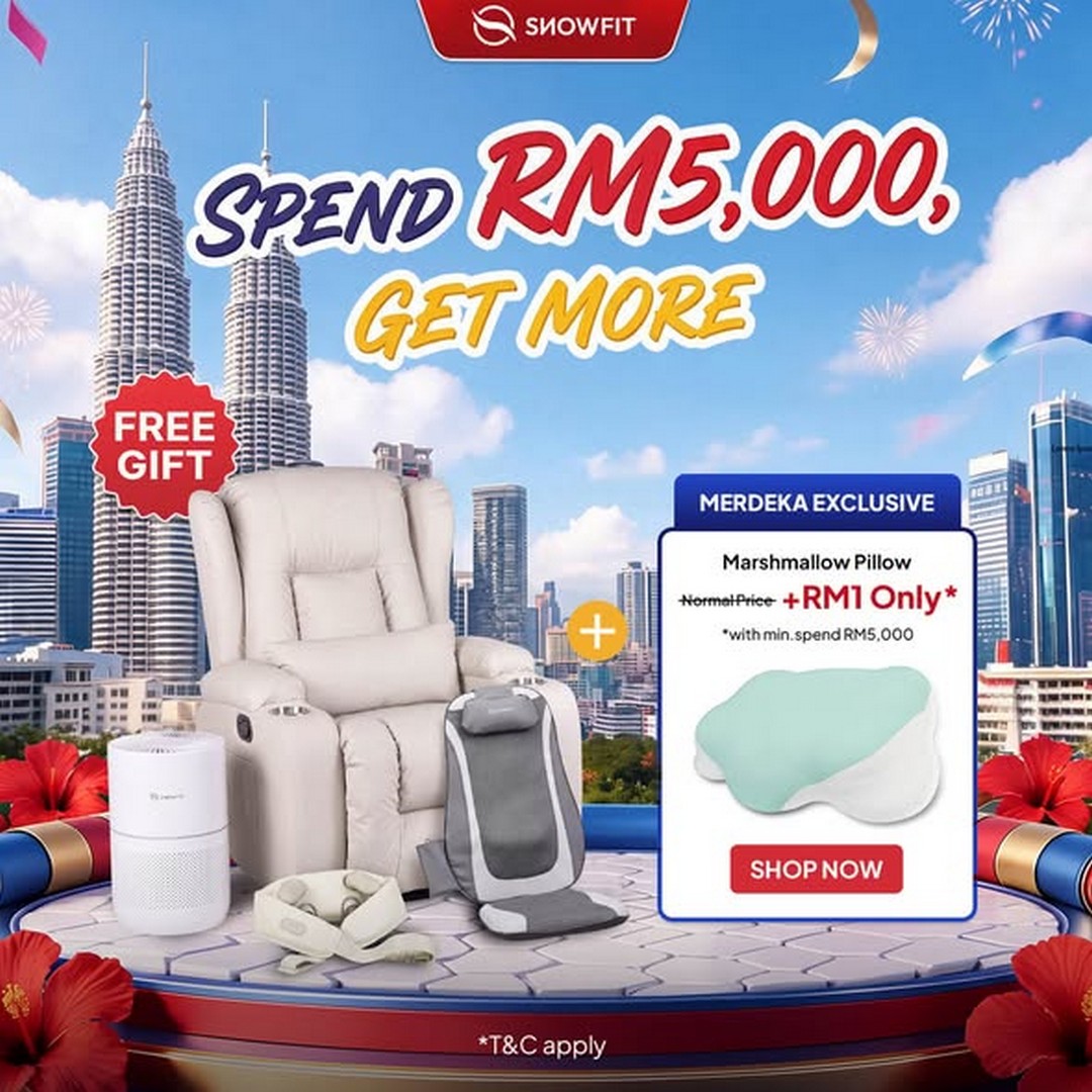 SNOWFIT-Merdeka-Massage-Chair-Sale-and-Promotion-3 10-31 August 2026: SNOWFIT: Merdeka Massage Chair Sale and Promotion with 0% Instalments, Gifts and RM1 Marshmallow Pillow Offer