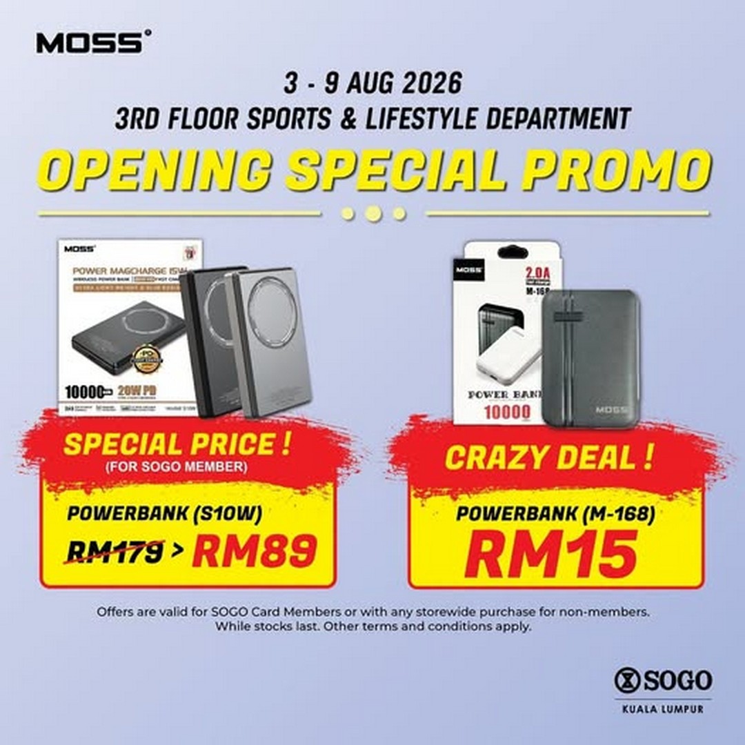 SOGO-Malaysia-MOSS-Powerbank-Limited-Time-Promotion 3-9 August 2026: SOGO Malaysia: MOSS Powerbank Limited Time Promotion with Special Offers at SOGO KL Sports & Lifestyle Department
