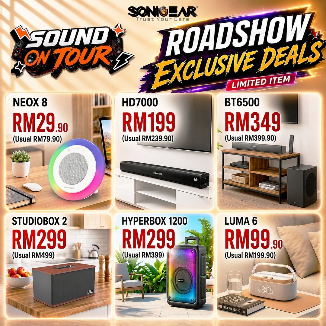 SonicGear-Malaysia-SOUND-ON-TOUR-2026-Roadshow-Promotion-6 3-9 August 2026: SonicGear Malaysia: SOUND ON TOUR 2026 Roadshow Promotion with Up to 60% Rebate, Free Gifts and Exclusive Audio Deals at Sunway Velocity Mall