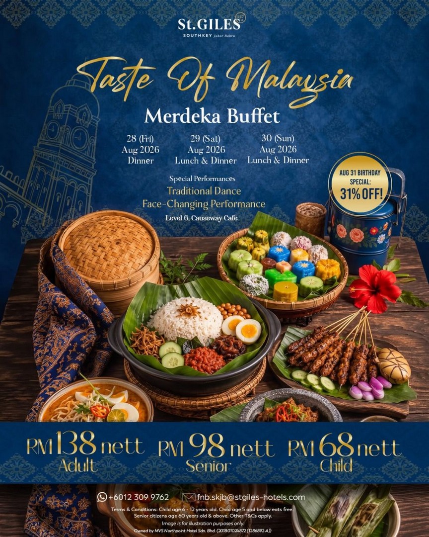 St.-Giles-Southkey-Johor-Bahru-Merdeka-Buffet-Promotion 28-30 August 2026: St. Giles Southkey Johor Bahru, Merdeka Buffet Promotion – Taste of Malaysia with 31% OFF for 31 August Babies