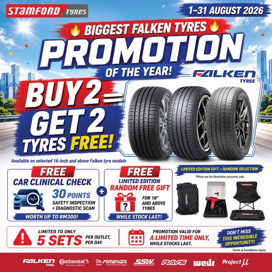 Stamford-Tyres-Retail-Malaysia-National-Month-Bukit-Indah-Soft-Launch-Promotion 1-31 August 2026: Stamford Tyres Retail Malaysia: National Month & Bukit Indah Soft Launch Promotion with Falken Buy 2 Free 2 and Up to 50% Off Car Servicing