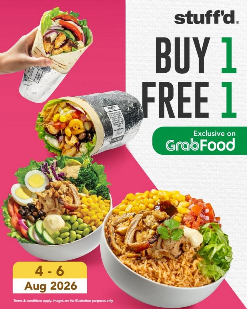 Stuffd-GrabFood-Promotion-Buy-1-Free-1-Wraps-Bowls 4-6 August 2026: Stuff'd GrabFood Promotion: Buy 1 Free 1 Wraps & Bowls Delivery Offer Event