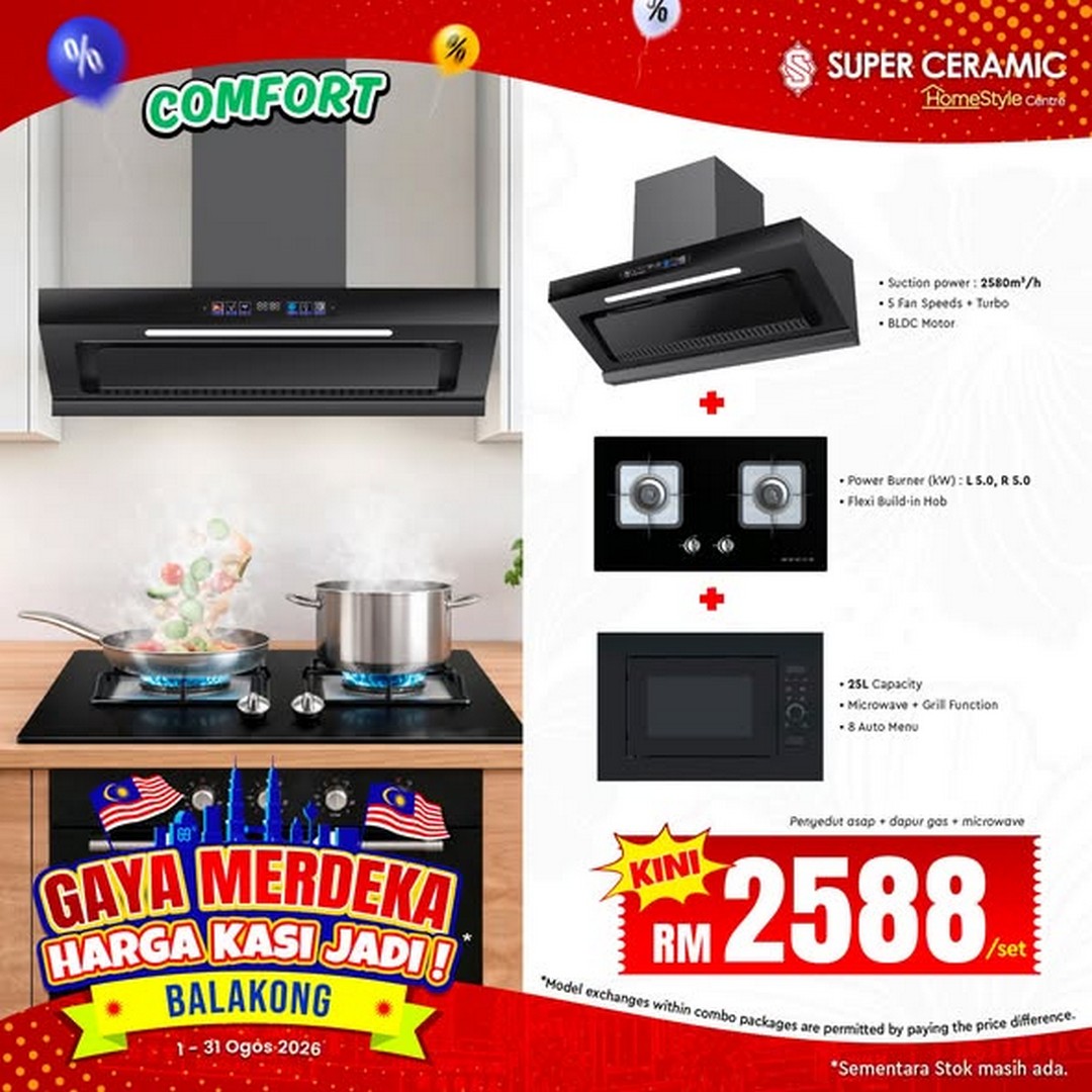 Super-Ceramic-Merdeka-Kitchen-Combo-Sale-2 1-31 August 2026: Super Ceramic Merdeka Kitchen Combo Sale – Kitchen Sets from RM1,588 at Balakong