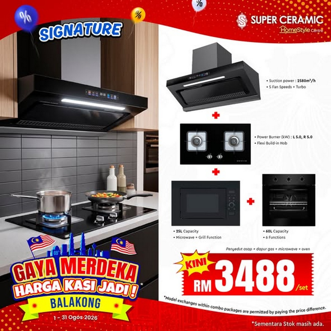 Super-Ceramic-Merdeka-Kitchen-Combo-Sale-3 1-31 August 2026: Super Ceramic Merdeka Kitchen Combo Sale – Kitchen Sets from RM1,588 at Balakong