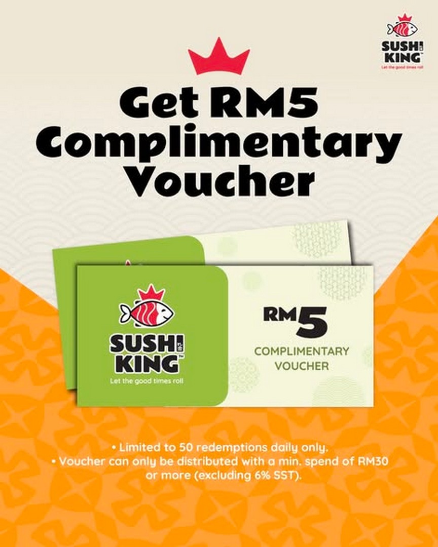 Sushi-King-Opening-Promotion-–-Get-a-Free-RM5-Voucher-1 27-28 August 2026: Sushi King Opening Promotion – Get a Free RM5 Voucher for the First 50 Customers Daily