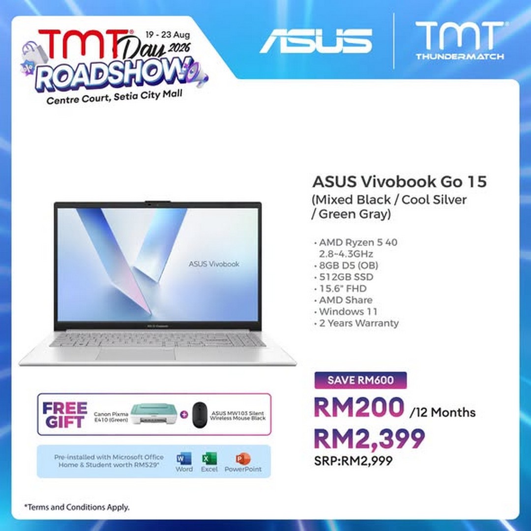 TMT-Malaysia-ASUS-Laptop-Sale-Promotion-2 19-23 August 2026: TMT Malaysia: ASUS Laptop Sale Promotion with Up to RM800 Off at TMT Day Roadshow 2026, Setia City Mall