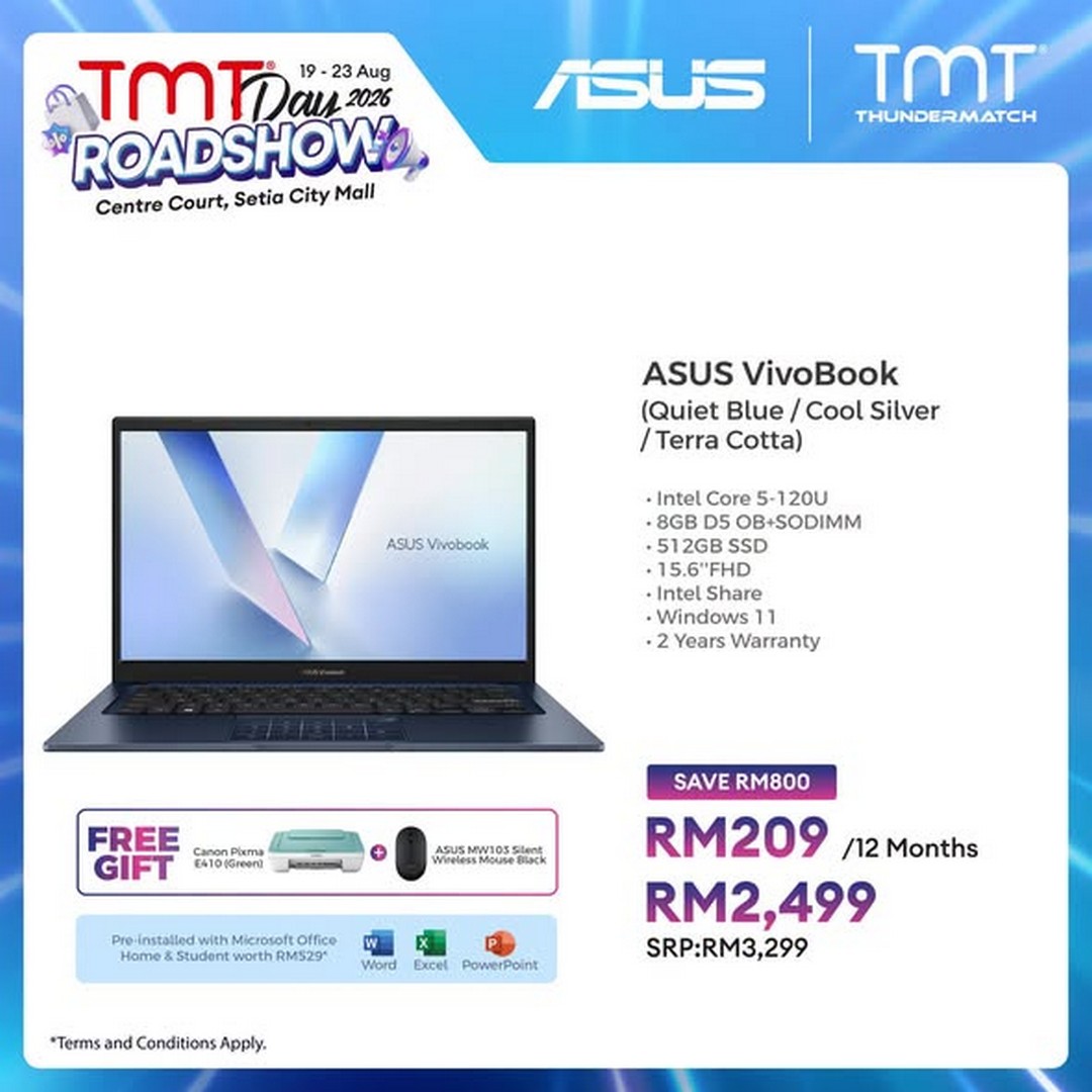 TMT-Malaysia-ASUS-Laptop-Sale-Promotion-3 19-23 August 2026: TMT Malaysia: ASUS Laptop Sale Promotion with Up to RM800 Off at TMT Day Roadshow 2026, Setia City Mall