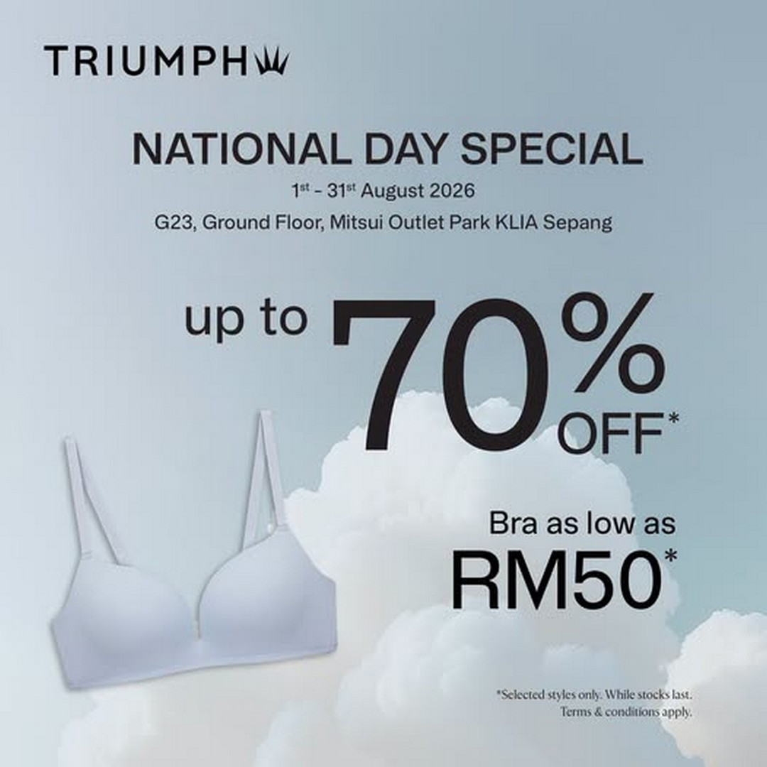 TRIUMPH-Malaysia-Merdeka-Promotion-with-Up-to-70-OFF 1-31 August 2026: TRIUMPH Malaysia: Merdeka Promotion with Up to 70% OFF Selected Styles and Bras from RM50