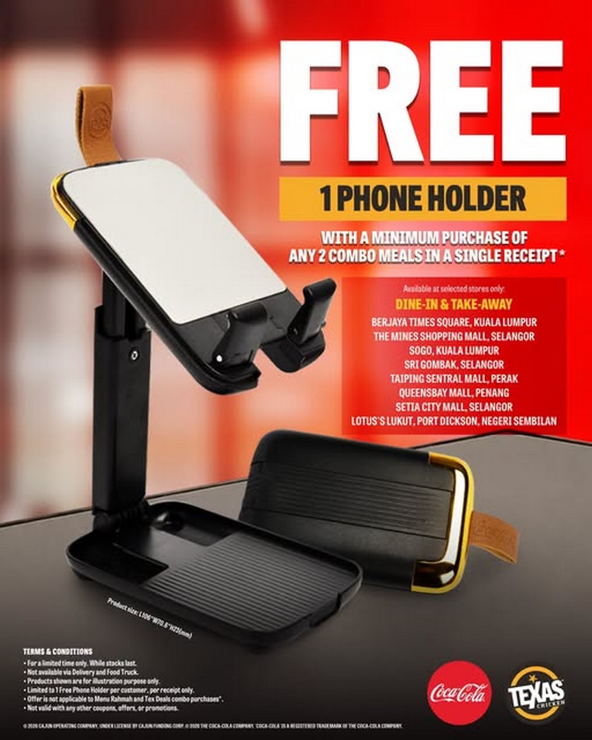 Texas-Chicken-Malaysia-Promotion-Buy-2-Combo-Meals 1 August 2026 onwards: Texas Chicken Malaysia Promotion: Buy 2 Combo Meals and Get FREE Foldable Phone Holder at Selected Outlets