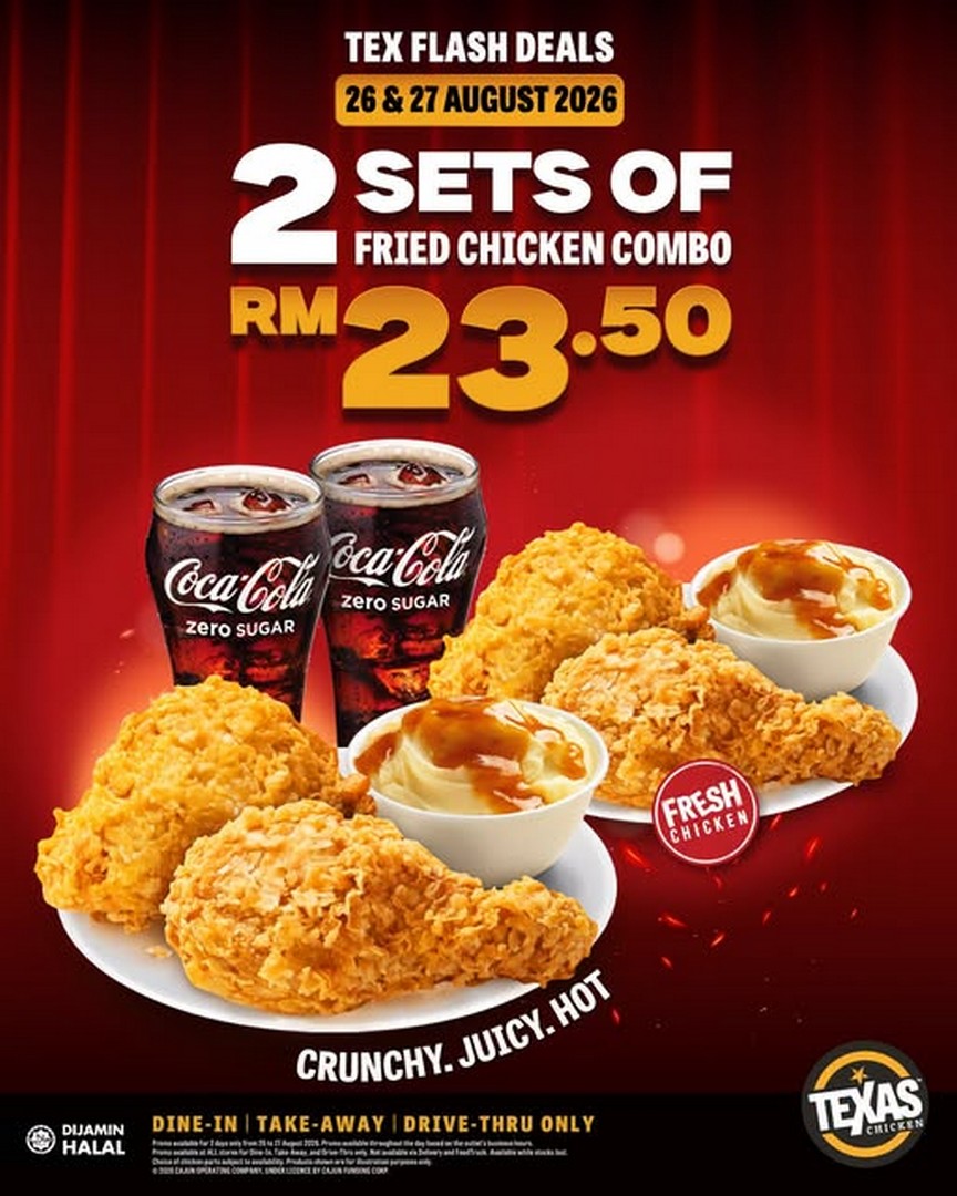 Texas-Chicken-Malaysia-RM23.50-2-Sets-of-2pc-Chicken 26-27 August 2026: Texas Chicken Malaysia: RM23.50 2 Sets of 2pc Chicken + Side + Drink Promotion