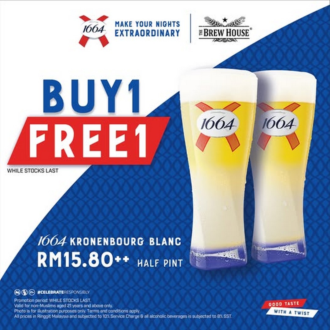 The-Brew-House-Group-Malaysia-Buy-1-Free-1-1664-Kronenbourg 19 August 2026 onwards: The Brew House Group Malaysia: Buy 1 Free 1 1664 Kronenbourg Blanc Half Pints Promotion at RM15.80++