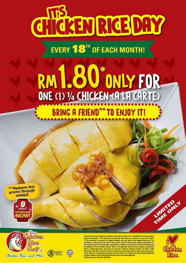The-Chicken-Rice-Shop-Chicken-Rice-Day-RM1.80 18 August 2026: The Chicken Rice Shop: Chicken Rice Day RM1.80 1/4 Chicken Promotion for Dine-In Customers