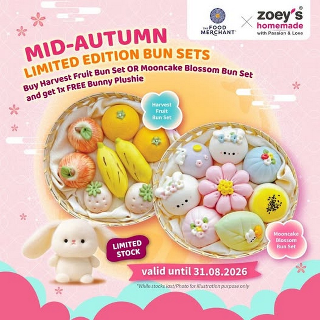 The-Food-Merchant-Free-Bunny-Plush-Toy-With-Zoeys-Homemade Now till 31 August 2026: The Food Merchant: Free Bunny Plush Toy With Zoey’s Homemade Mid-Autumn Limited Edition Bun Set Promotion
