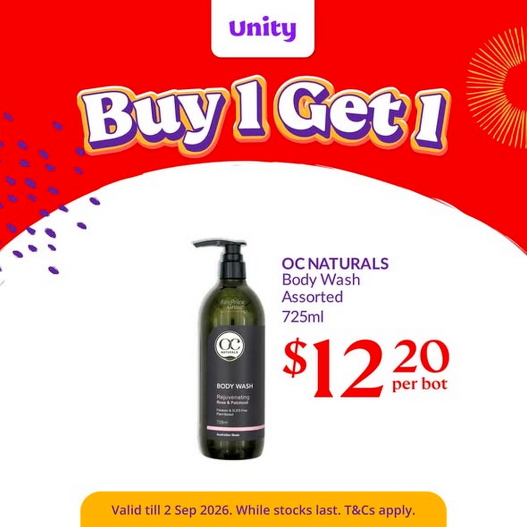 Unity-Pharmacy-Buy-1-Get-1-Promotion-on-Health-Wellness Now till 2 September 2026: Unity Pharmacy: Buy 1 Get 1 Promotion on Health, Wellness and Personal Care Essentials Plus Up to 30% OFF