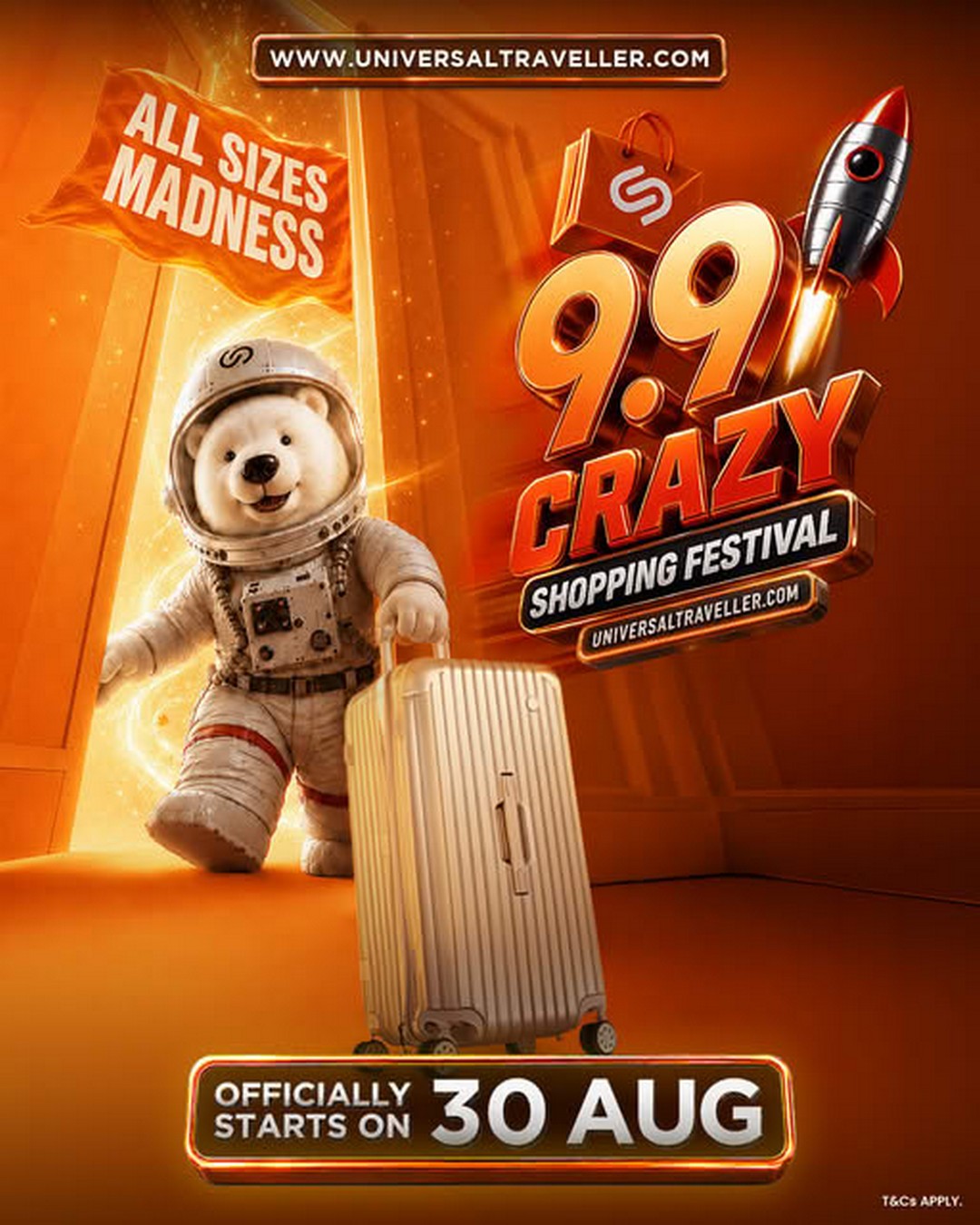 Universal-Traveller-Malaysia-9.9-Crazy-Shopping-Festival-Sale 30 August-10 September 2026: Universal Traveller Malaysia: 9.9 Crazy Shopping Festival Sale with Up to 80% OFF, RM19 Luggage and Free Gifts