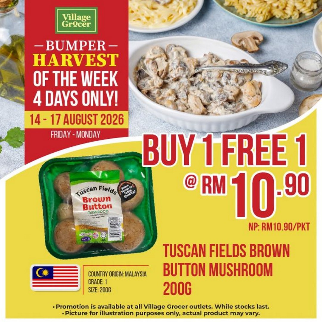 Village-Grocer-Bumper-Harvest-Promotion 14-17 August 2026: Village Grocer Bumper Harvest Promotion – Buy 1 Free 1 Grocery Deals and Special Offers