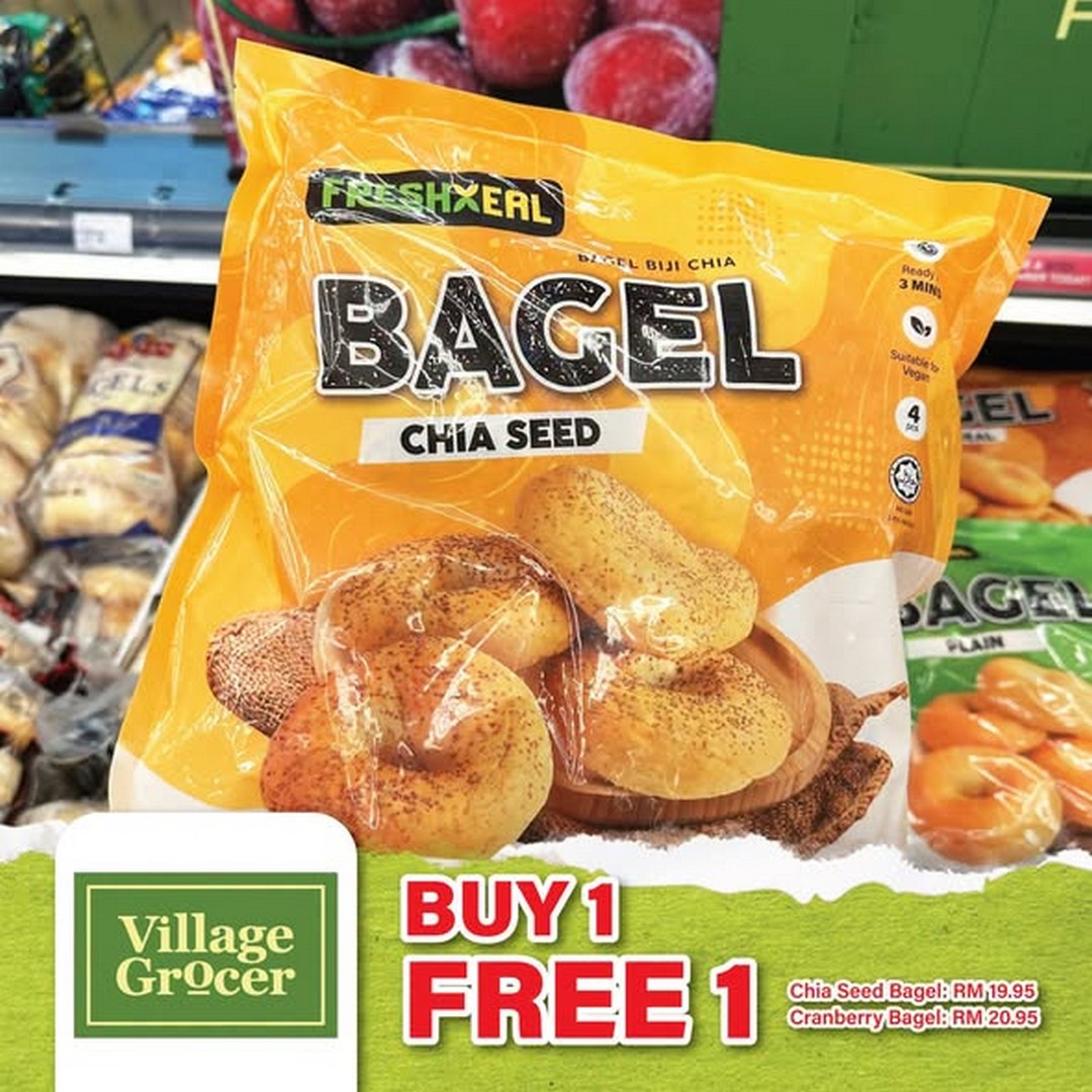 Village-Grocer-Buy-1-Free-1-Bagel-Promotion 13-16 August 2026: Village Grocer: Buy 1 Free 1 Bagel Promotion at RM19.95, Available at All Outlets