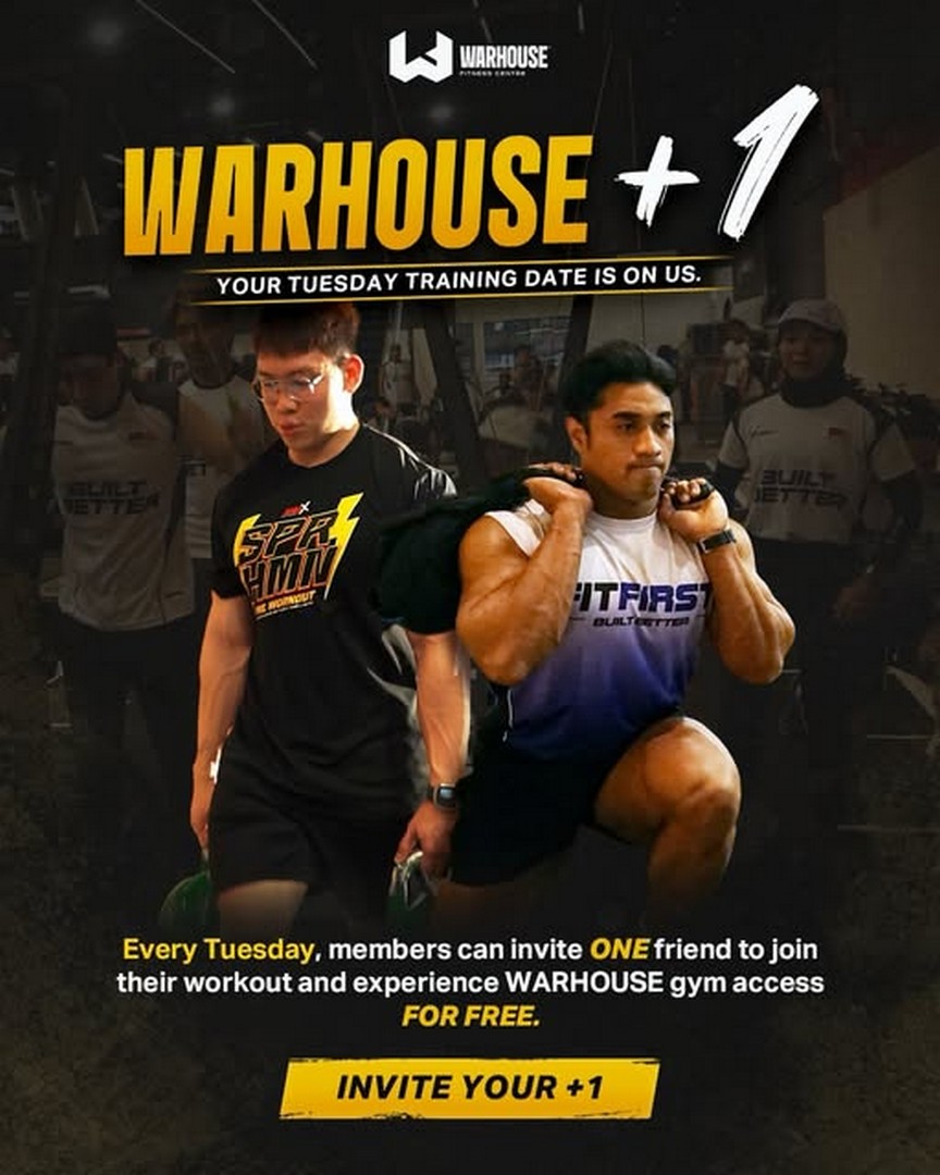 WARHOUSE-Free-Tuesday-Gym-Guest-Pass-for-Members 12 August 2026 Onwards: WARHOUSE: Free Tuesday Gym Guest Pass for Members: Bring One Friend to Train for Free Promotion
