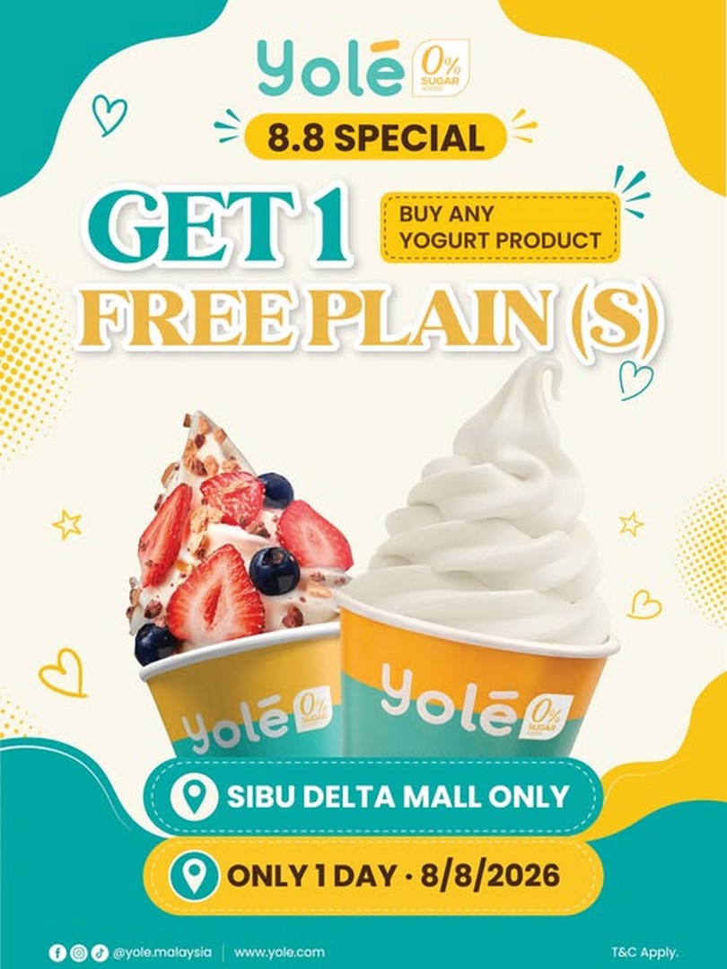 Yole-Malaysia-8.8-Special-Promotion 8 August 2026: Yolé Malaysia 8.8 Special Promotion: Buy Any Yolé Yogurt Product and Get Free Plain Yolé at Sibu Delta Mall
