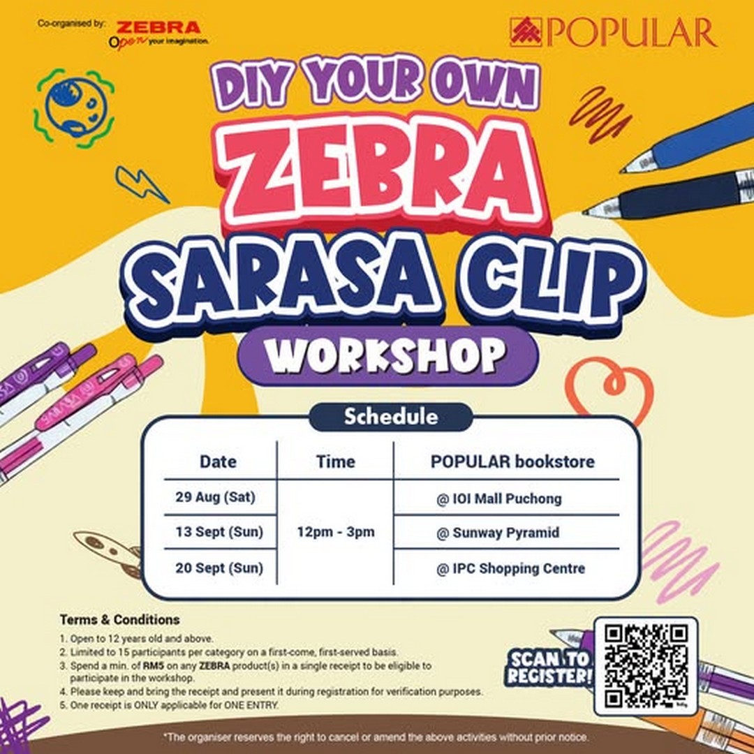ZEBRA-and-Popular-Book-Malaysia-DIY-Your-Own-ZEBRA-SARASA 29 August-20 September 2026: ZEBRA and Popular Book Malaysia: DIY Your Own ZEBRA SARASA CLIP Workshop Promotion at Selected Popular Bookstores