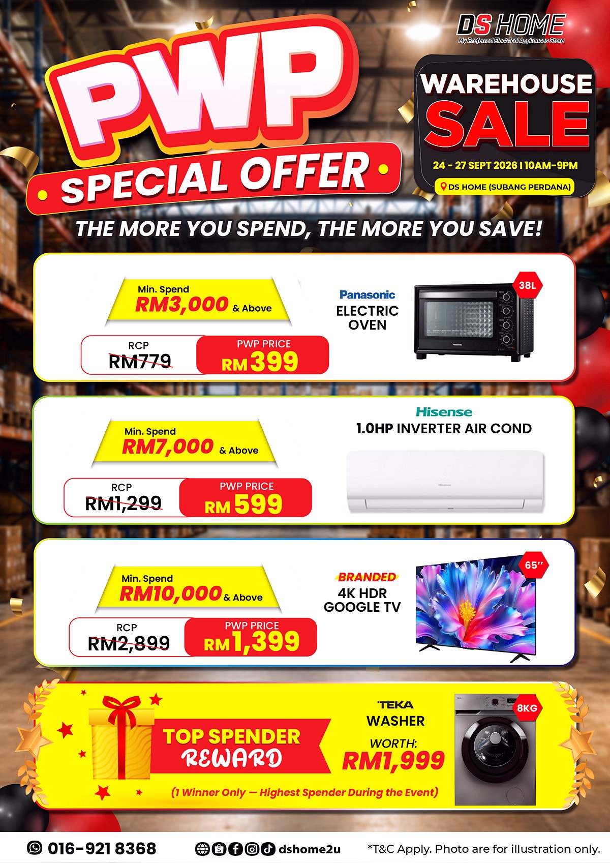 2409_-SP-PWP-Offer-01 24–27 September 2026: DS Home Warehouse Sale, Up to 90% Off TVs, Fridges, Washers & Air Conditioners, Early Bird Deals in Subang Perdana