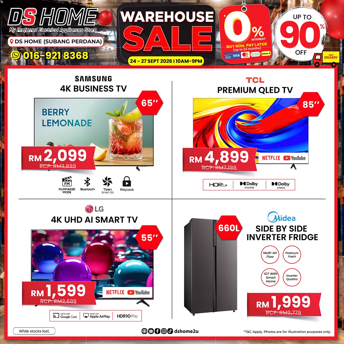 2409_SP-Warehouse-Sale-Product-02 24–27 September 2026: DS Home Warehouse Sale, Up to 90% Off TVs, Fridges, Washers & Air Conditioners, Early Bird Deals in Subang Perdana