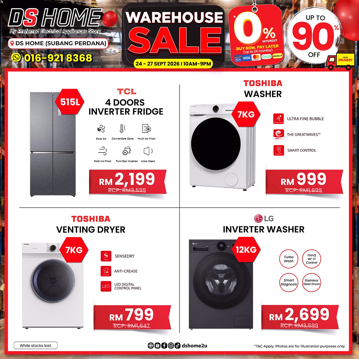 2409_SP-Warehouse-Sale-Product-03 24–27 September 2026: DS Home Warehouse Sale, Up to 90% Off TVs, Fridges, Washers & Air Conditioners, Early Bird Deals in Subang Perdana
