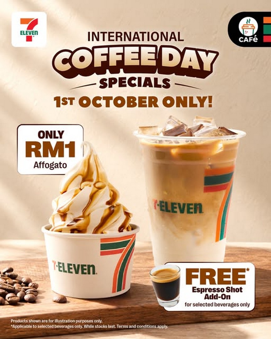7-Eleven-Malaysia-International-Coffee-Day-Promotion 1 October 2026: 7-Eleven Malaysia: International Coffee Day Promotion – Affogato RM1 and Free Espresso Shot Add-On at CAFé by 7-Eleven