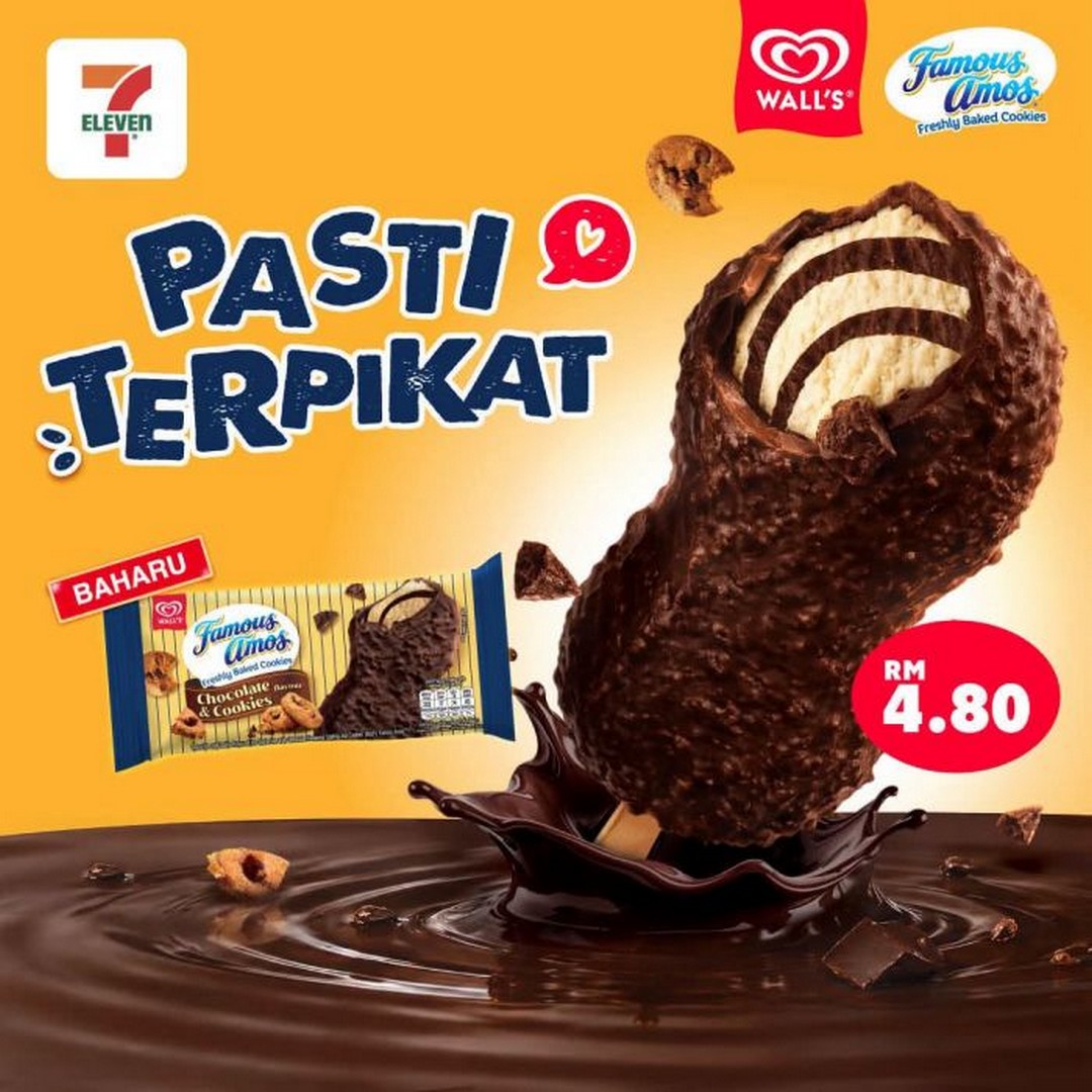 7-Eleven-Malaysia-Walls-Famous-Amos-Ice-Cream-Promotion 17 September 2026 onwards: 7-Eleven Malaysia: Wall's Famous Amos Ice Cream Promotion at RM4.80 – Chocolate & Cookies Treat Available While Stocks Last