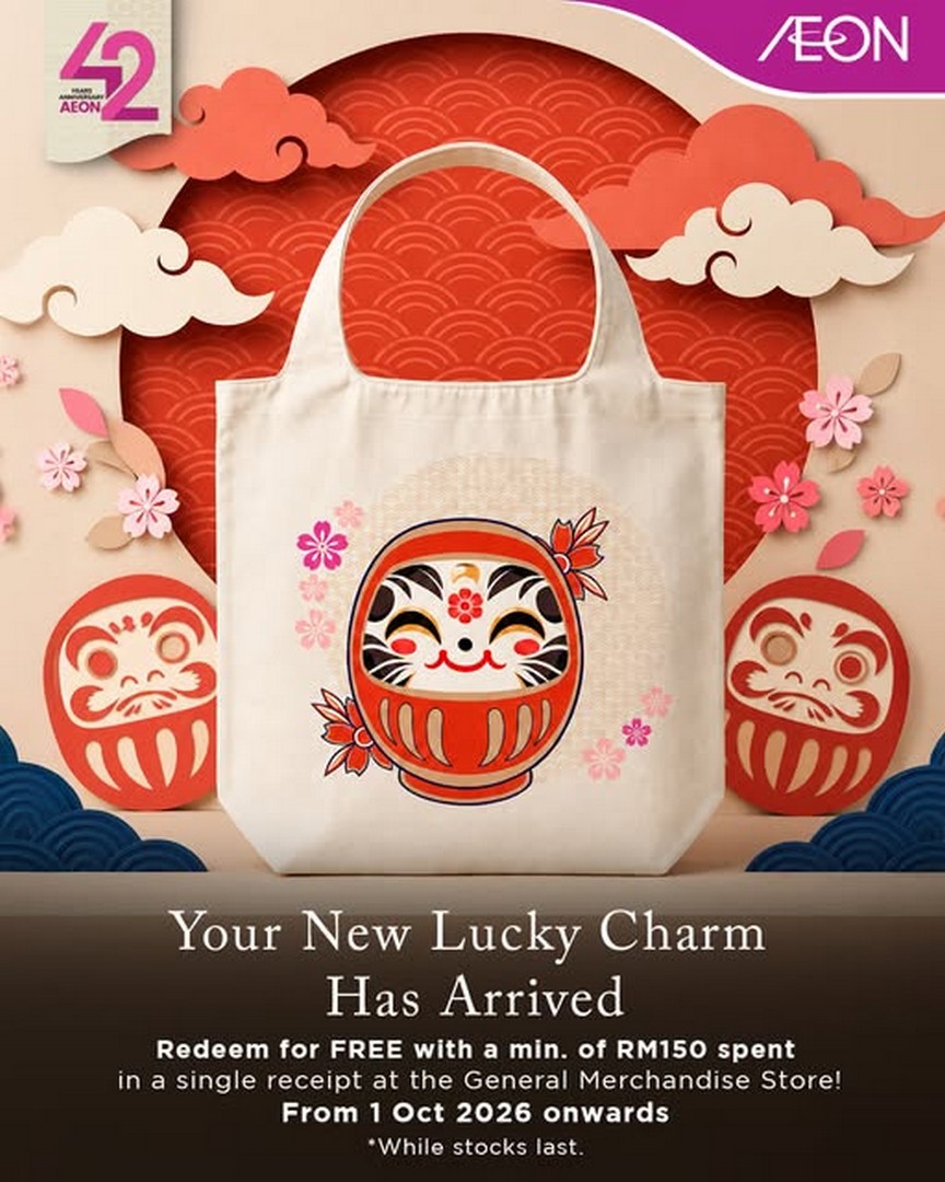 AEON-Malaysia-42nd-Anniversary-Daruma-Shopping-Bag-Promotion 1 October 2026 onwards: AEON Malaysia: 42nd Anniversary Daruma Shopping Bag Promotion with Free Gift with RM150 Spend