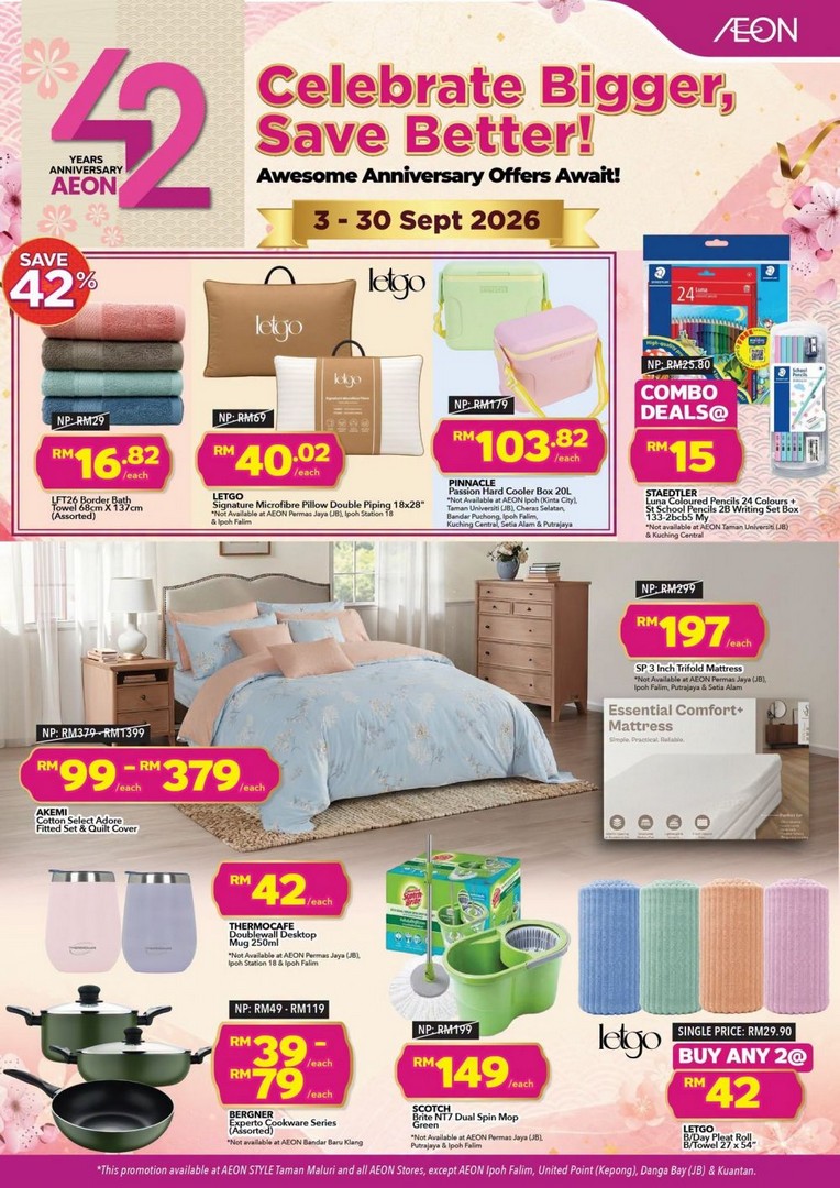 AEON-Malaysia-42nd-Anniversary-Promotion-1 3-30 September 2026: AEON Malaysia 42nd Anniversary Promotion: Up to 50% OFF, RM42 Deals & More